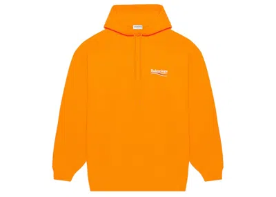Pre-owned Balenciaga Men's  Political Campaign Medium Fit Hoodie In Fluo Orange