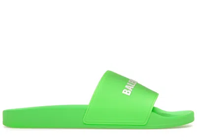 Pre-owned Balenciaga Men's  Pool Slide White Sneakers In Green
