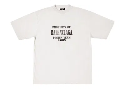 Pre-owned Balenciaga Men's  Property Large Fit Vintage T-shirt In White/black