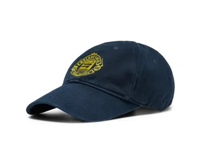 Pre-owned Balenciaga Men's  Quest Cap In Navy Blue/yellow In Multi