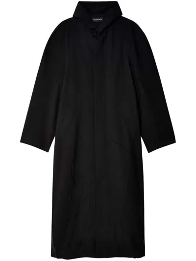 Pre-owned Balenciaga Men's  Raglan Hooded Coat In Black