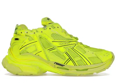 Pre-owned Balenciaga Men's  Runner Fluorescent Yellow Sneakers In Lime In Green