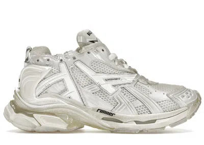 Pre-owned Balenciaga Men's  Runner Leather Free Sneakers In White