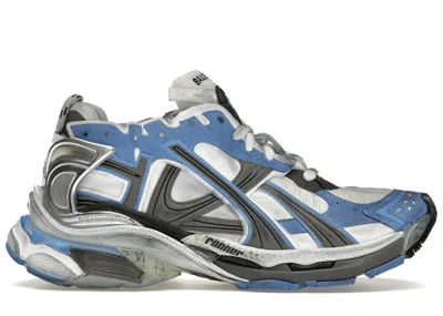 Pre-owned Balenciaga Men's  Runner Sneakers In Blue/white/grey In Multi