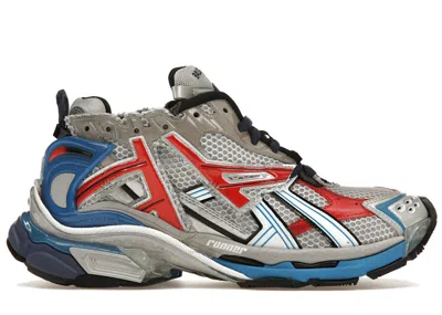 Pre-owned Balenciaga Men's  Runner Sneakers In Grey Blue Red Black