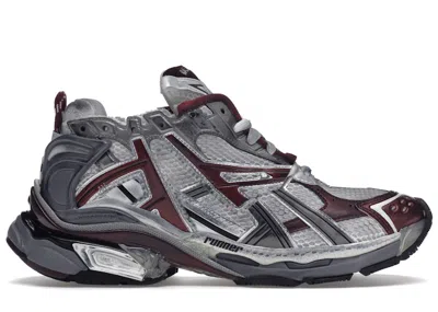 Pre-owned Balenciaga Men's  Runner Sneakers In White/burgundy/grey