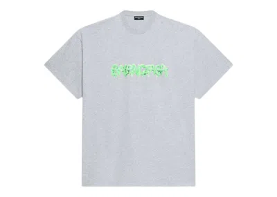 Pre-owned Balenciaga Men's  Slime Oversized T-shirt In Gray/green