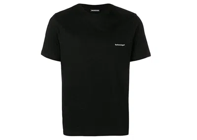 Pre-owned Balenciaga Men's  Small Logo Print Regular Fit Cotton T-shirt In Black/white
