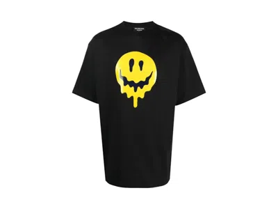Pre-owned Balenciaga Men's  Smiley Face Print T-shirt In Black