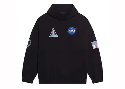 Pre-owned Balenciaga Men's  Space Nasa Logo Hoodie In Black
