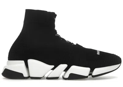 Pre-owned Balenciaga Men's  Speed 2.0 Lace Up Sneakers In Black/white