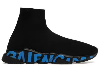 Pre-owned Balenciaga Men's  Speed Sneakers In Black/blue