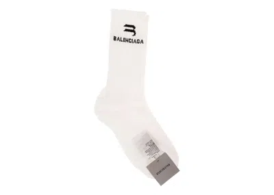Pre-owned Balenciaga Men's  Sporty B Logo Socks In White/black In Multi