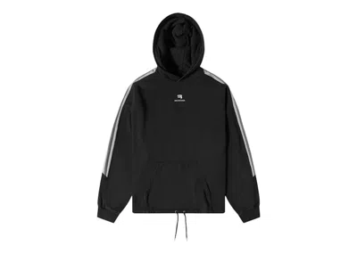 Pre-owned Balenciaga Men's  Sporty B Side Stripe Oversized Hoodie In Black/grey/white In Multi