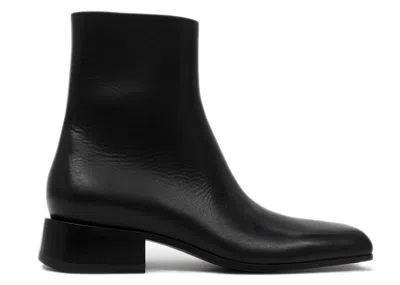 Pre-owned Balenciaga Men's  Square Toe Leather Ankle Boot Sneakers In Black