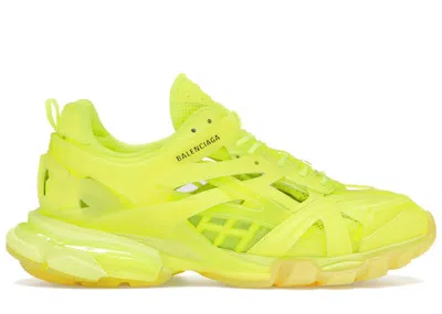 Pre-owned Balenciaga Men's  Track 2 Clear Sole Sneakers In Fluo Yellow