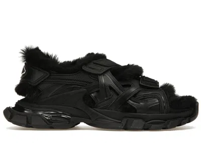 Pre-owned Balenciaga Men's  Track Sandal Fake Fur Sneakers In Black
