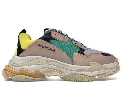 Pre-owned Balenciaga Men's  Triple S (2018 Reissue) Sneakers In Beige/green/yellow