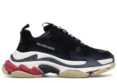 Pre-owned Balenciaga Men's  Triple S (2018 Reissue) Sneakers In Black/white/red In Multi