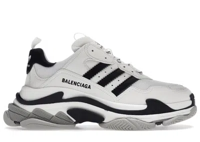 Pre-owned Balenciaga Men's  Triple S Adidas White Black Sneakers In Footwear White/core Black