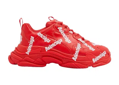 Pre-owned Balenciaga Men's  Triple S All Over Sneakers In Tomato/red/white