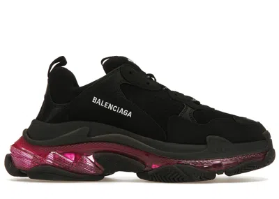 Pre-owned Balenciaga Men's  Triple S Clear Sole Neon Sneakers In Black/pink