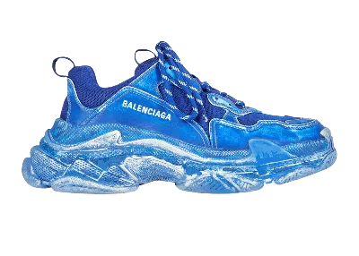 Pre-owned Balenciaga Men's  Triple S Faded Sneakers In Blue/white
