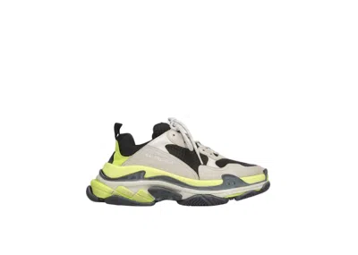 Pre-owned Balenciaga Men's  Triple S Sneakers In Grey/yellow In Multi