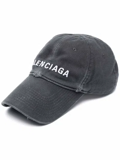Pre-owned Balenciaga Men's  Washed Out Baseball Cap In Dark Grey In Gray