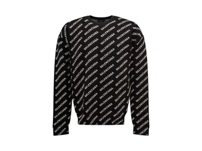Pre-owned Balenciaga Men's  Wool All Over Print Sweater In Black