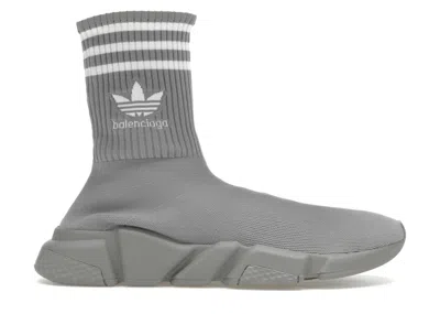 Pre-owned Balenciaga Men's  X Adidas Speed Trainer Sneakers In Grey/white In Multi