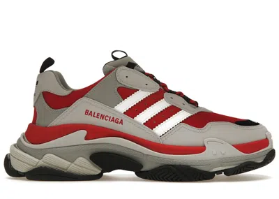 Pre-owned Balenciaga Men's  X Adidas Triple S Sneakers In Red/grey/black
