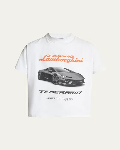 BALENCIAGA MEN'S BALENCIAGA X AUTOMOBILI LAMBORGHINI RETRO T-SHIRT