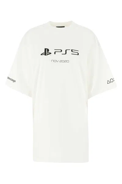 Pre-owned Balenciaga Men's  X Playstation Boxy T-shirt In White