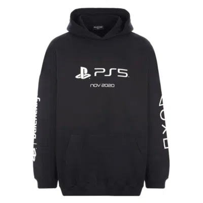 Pre-owned Balenciaga Men's  X Playstation Oversize Cotton Hoodie In Black
