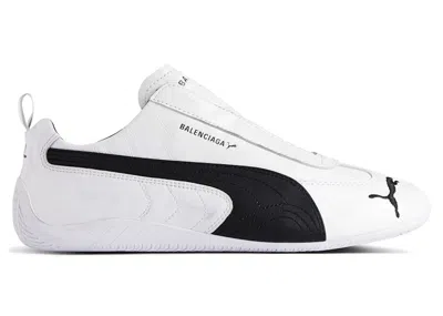 Pre-owned Balenciaga Men's  X Puma Speedcat Leather Sneakers In White/black