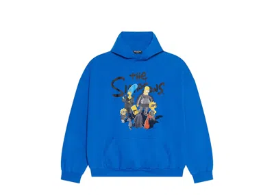 Pre-owned Balenciaga Men's  X The Simpsons Wide Fit Hoodie In Indigo In Purple
