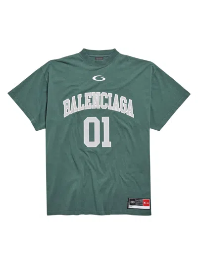 Balenciaga Graphic Print Basketball Short Sleeve T-shirt In Green