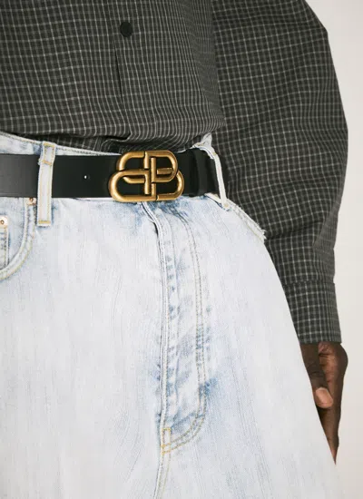 Balenciaga Men Bb Large Belt In Black