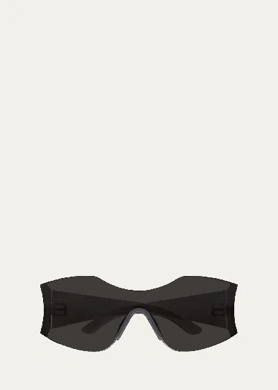 Balenciaga Men's Bb Logo Nylon Shield Sunglasses In Black