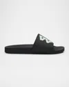 Balenciaga Black Sandals With Maxi Contrasting Logo In Tech Fabric Man In 1090 Black/yellow