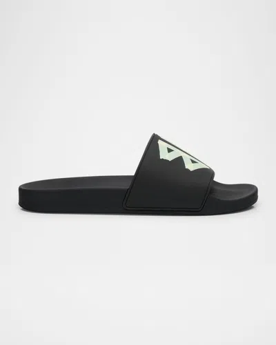 BALENCIAGA MEN'S BB LOGO POOL SLIDE SANDALS