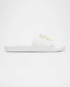 Balenciaga Slide Logo Flip Flops In 9070 White/yellow