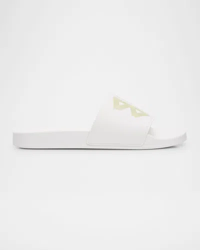 BALENCIAGA MEN'S BB LOGO POOL SLIDE SANDALS