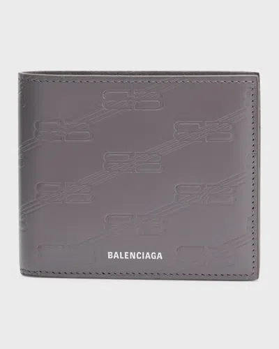 Balenciaga Bb Monogram 凹面压花钱包 In Grey