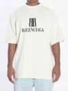 Balenciaga Bb Logo Oversized Distressed T-shirt In White