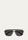 Balenciaga Men's Bb0298sm Metal Aviator Sunglasses In Black