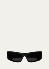 Balenciaga Men's Bb0301sm Acetate Rectangle Sunglasses In Black