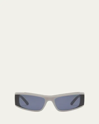 Balenciaga Men's Bb0301sm Acetate Rectangle Sunglasses In Shiny Solid Grey