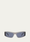 Balenciaga Men's Bb0301sm Acetate Rectangle Sunglasses In Shiny Solid Grey